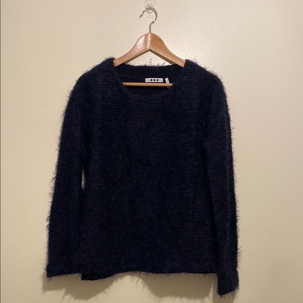 THREE DOTS Cozy Black Fuzzy Sweater. Size M